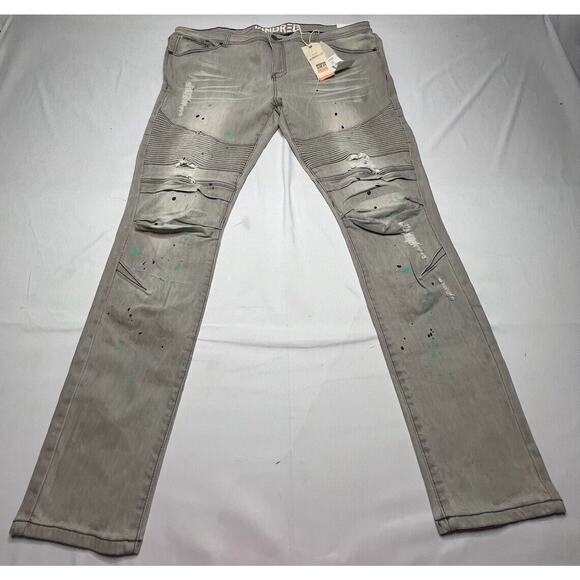 KNRD Other - NWT KNRD Kindred Men's Paint Splatter Modern Slim Fit Gray Jeans - Size 42x32